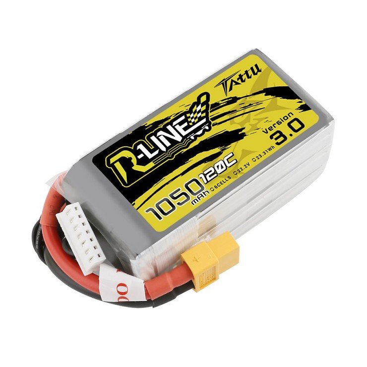 Tattu R-Line 1050mAh 120C 22.2V 6S1P Lipo Battery Pack with XT60 Plug