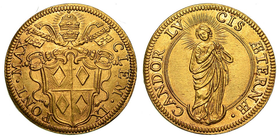 CLEMENTE IX  (Giulio Rospigliosi) 1667-1669. Doppia s.d.  SPL/FDC