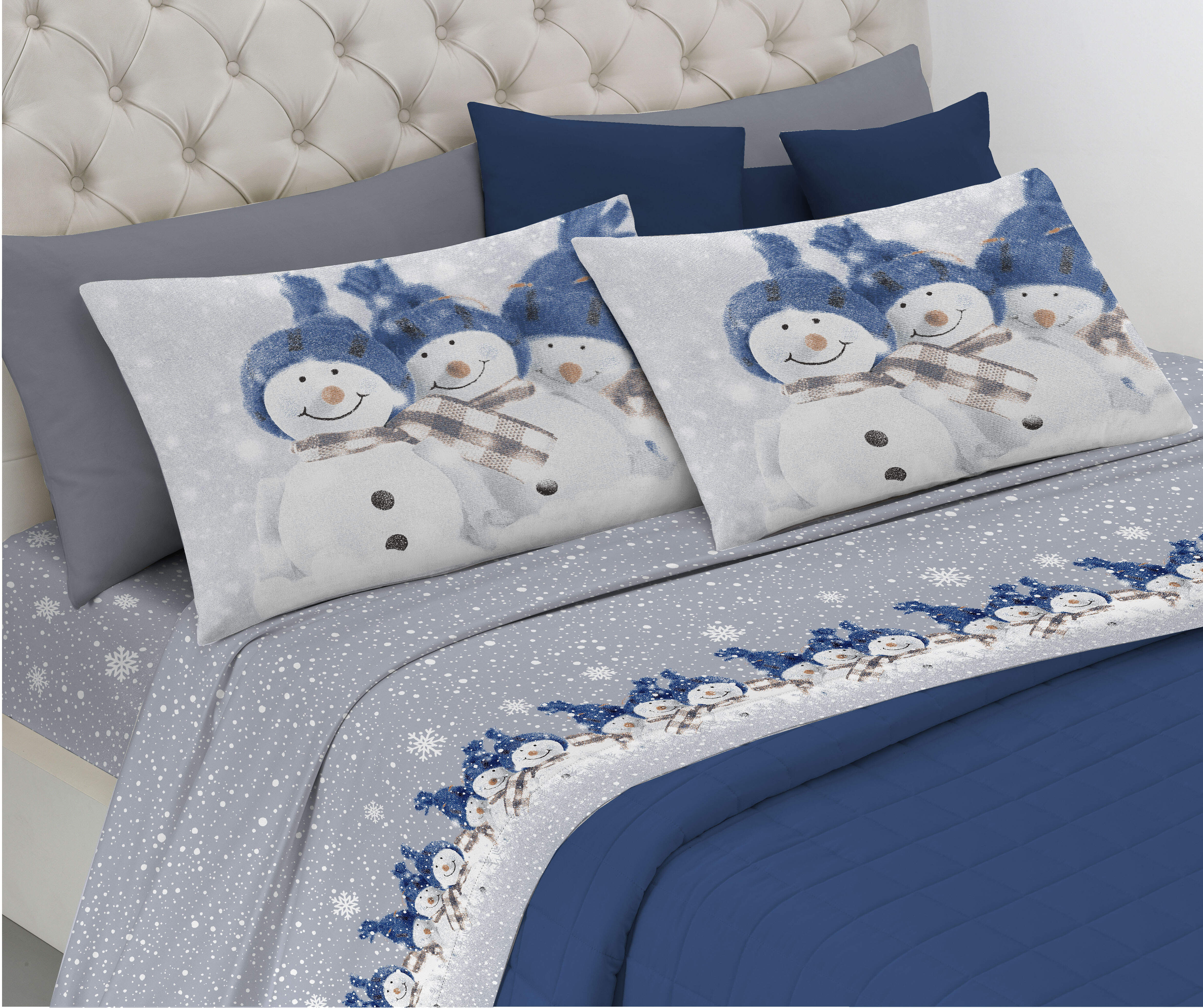 Completo letto lenzuola Snowman (blu)