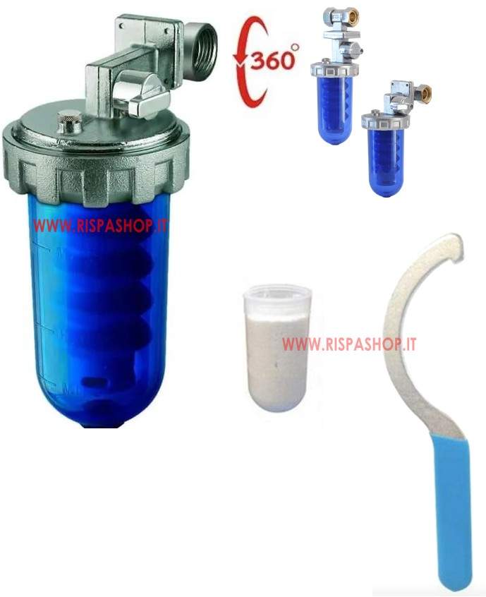 Dosatore polifosfati filtro anticalcare blu stop con chiave metallica  smontaggio
