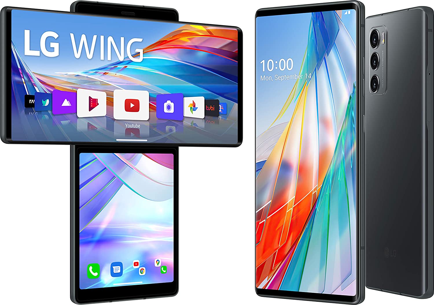 LG WING smartphone 5G con Display OLED 6.8'' ruotabile, schermo secondario 3.9'',