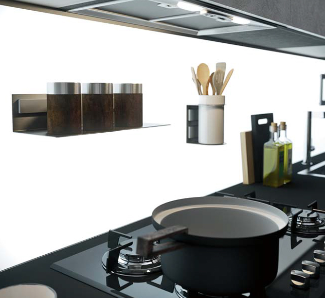 Innovativo sistema di fissaggio magnetico accessoristica da cucina con pannello luminescente
