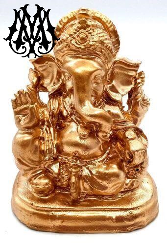 Statua in resina Ganesh oro 9 cm