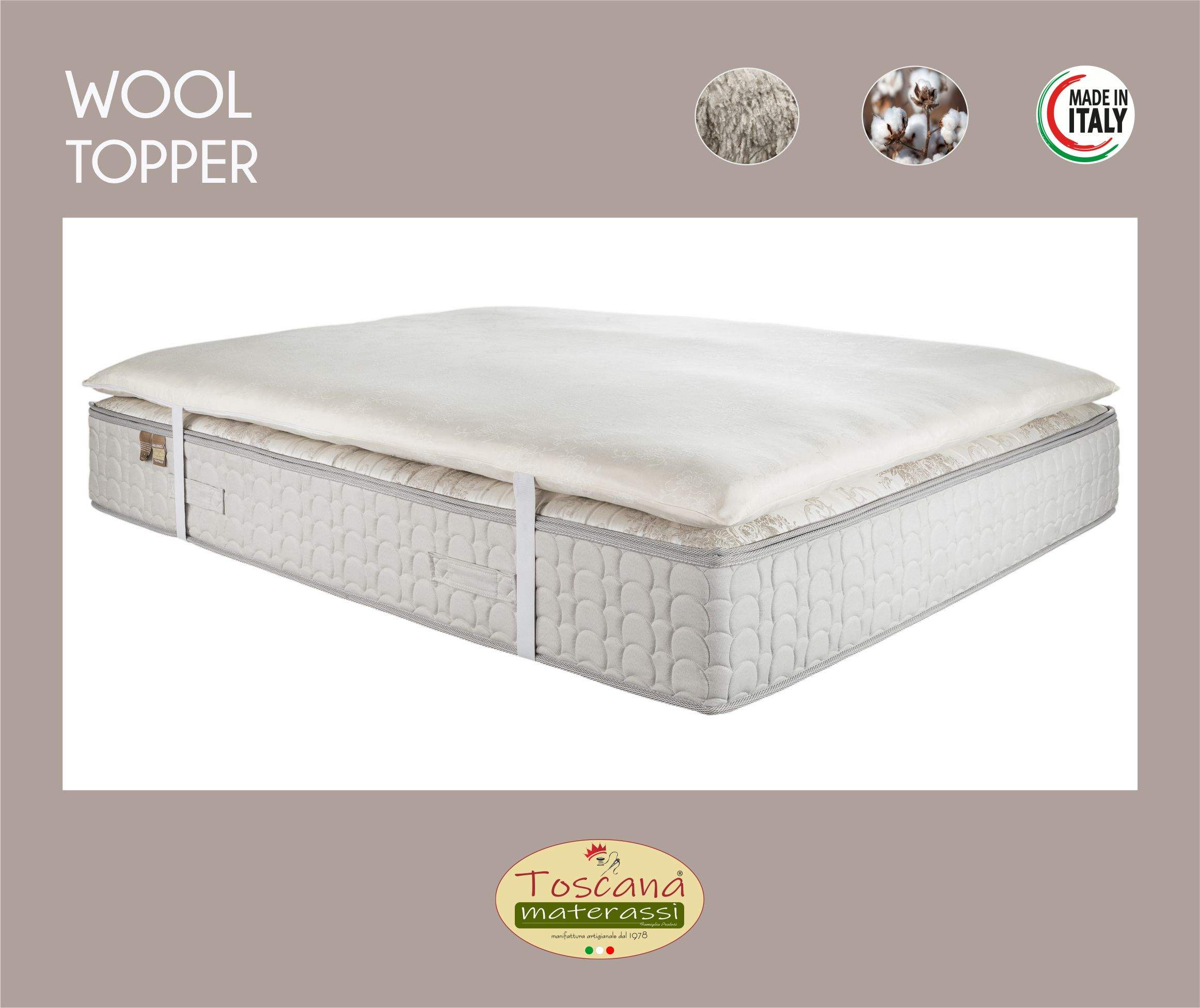 100% natural WOOL topper (removable cover)