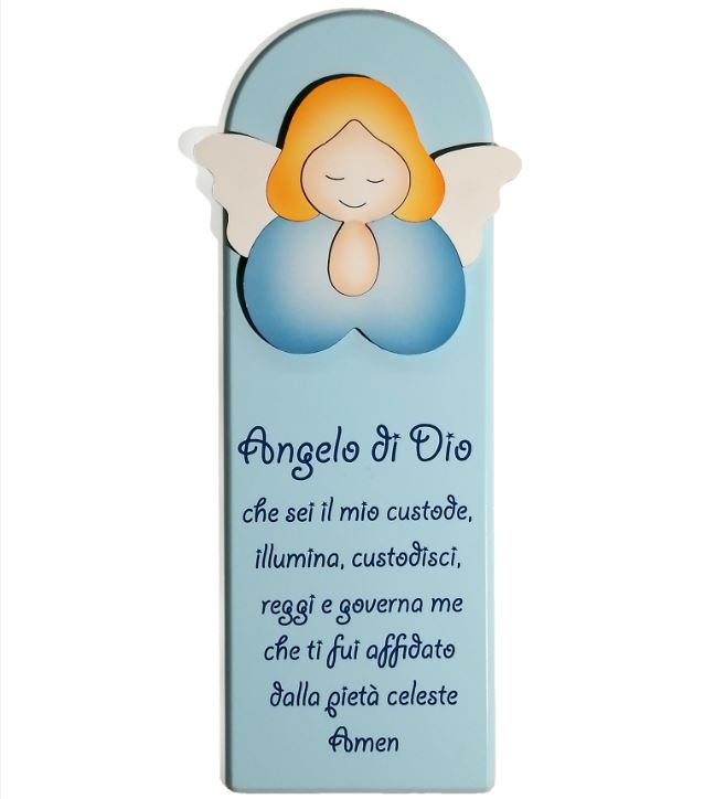 ANGELO DI DIO - Angelo che prega celeste - pala piccola celeste (10X29x1,2) cod.07091