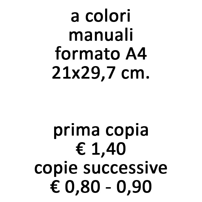 fotocopie a colori manuali formato A4 250 gr.