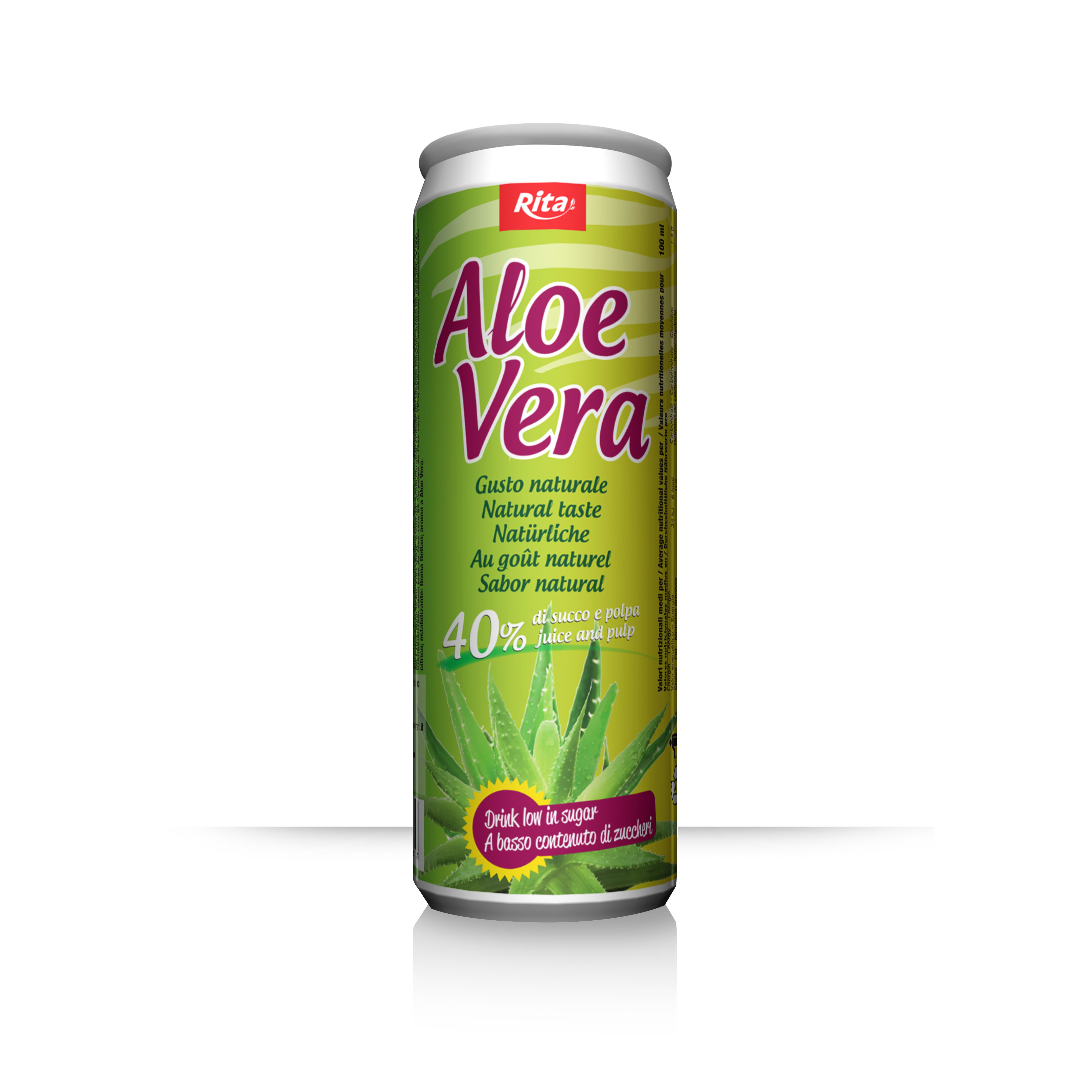 54. Aloe Vera naturale, lattina 250ml (cartone da 24 pezzi)