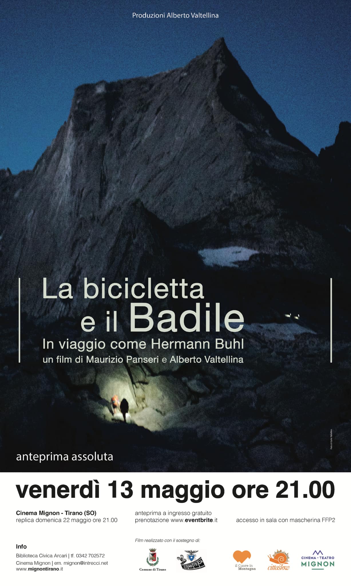 A Tirano “La bicicletta e il Badile” anteprima assoluta del film sul celebre alpinista austriaco Hermann Buhl, girato fra Austria, Valtellina e Valchiavenna   Sulle tracce di Buhl.