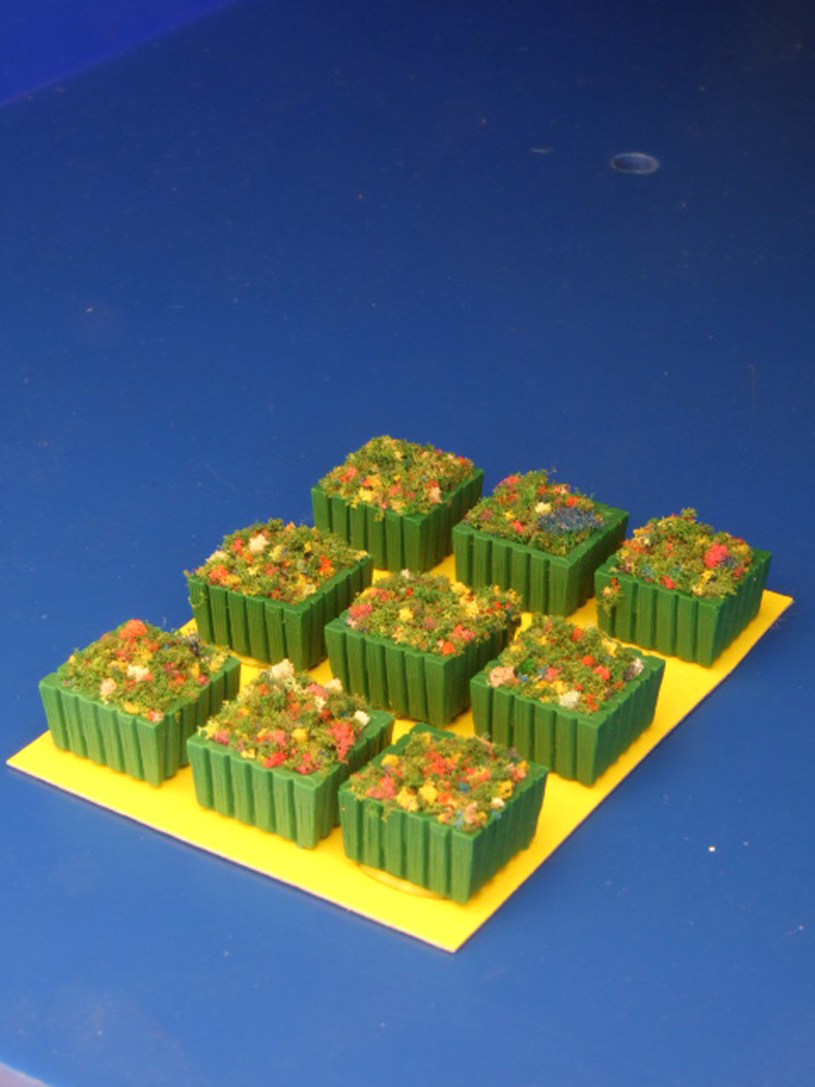 Vasi in legno verde quadrati per plastici H0/N pezzi 9 - KREA