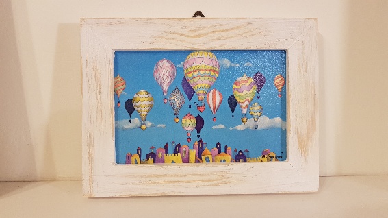 La città delle mongolfiere con cornice, the hot air balloons village with frame