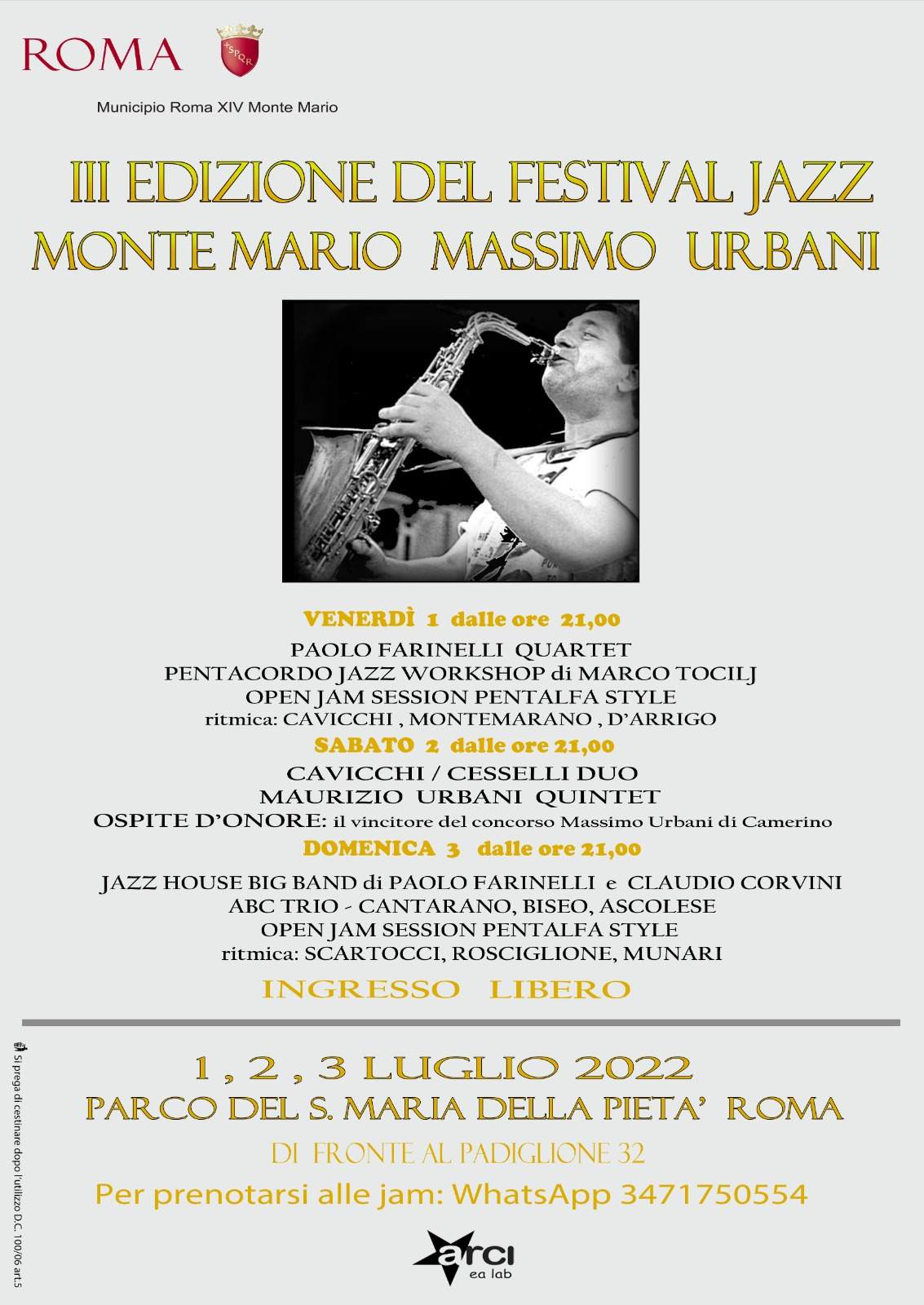 IL fetsval jazz di MOntemario organizzato dal 14^ Municipio con ARCI EA LAB aps