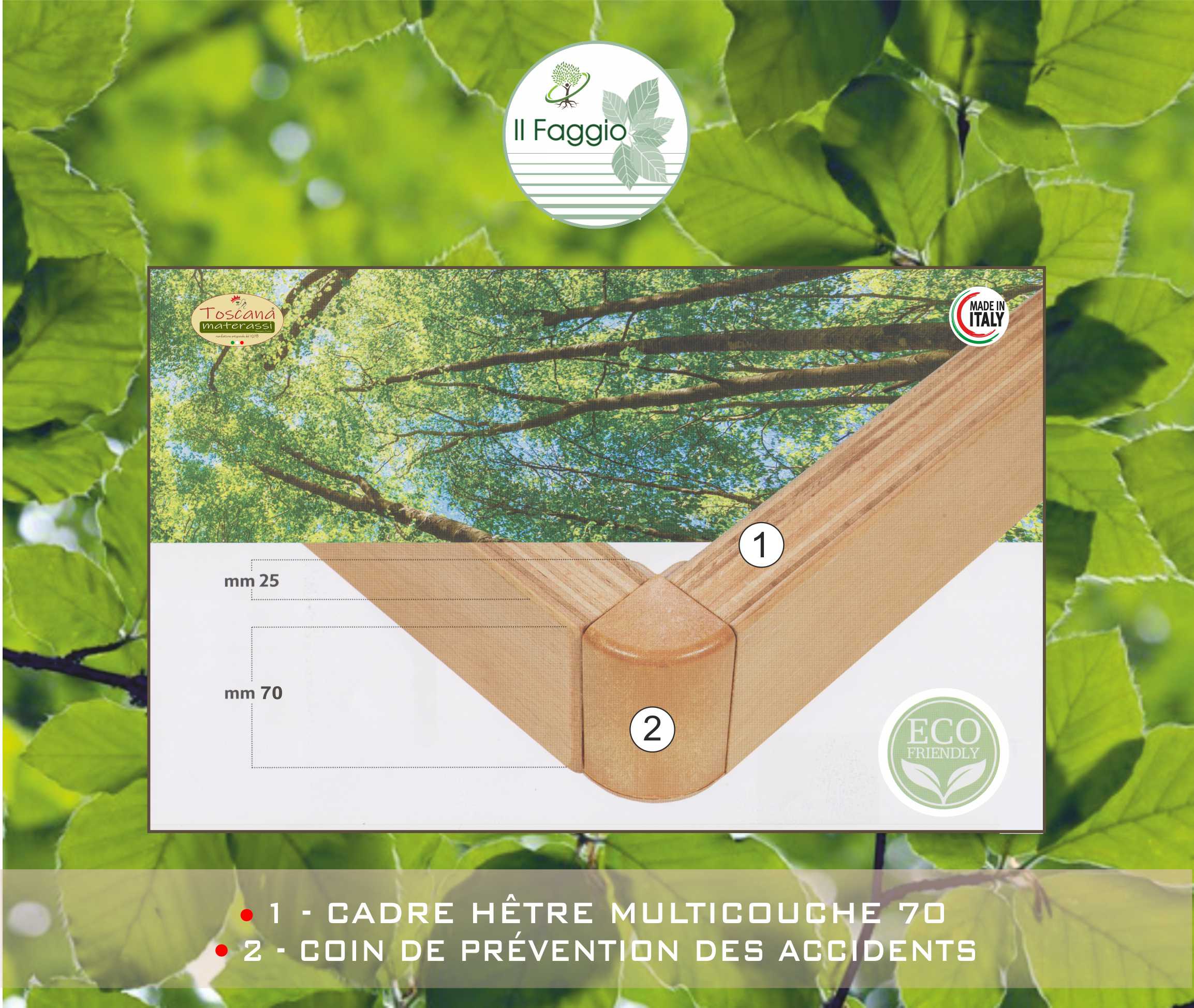 Sommier NATURAL en hêtre naturel écologique