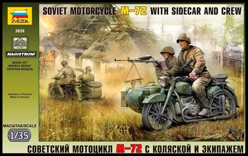 WWII SOVIET MOTORCYCLE M-72 WITH SIDECAR AND CREW