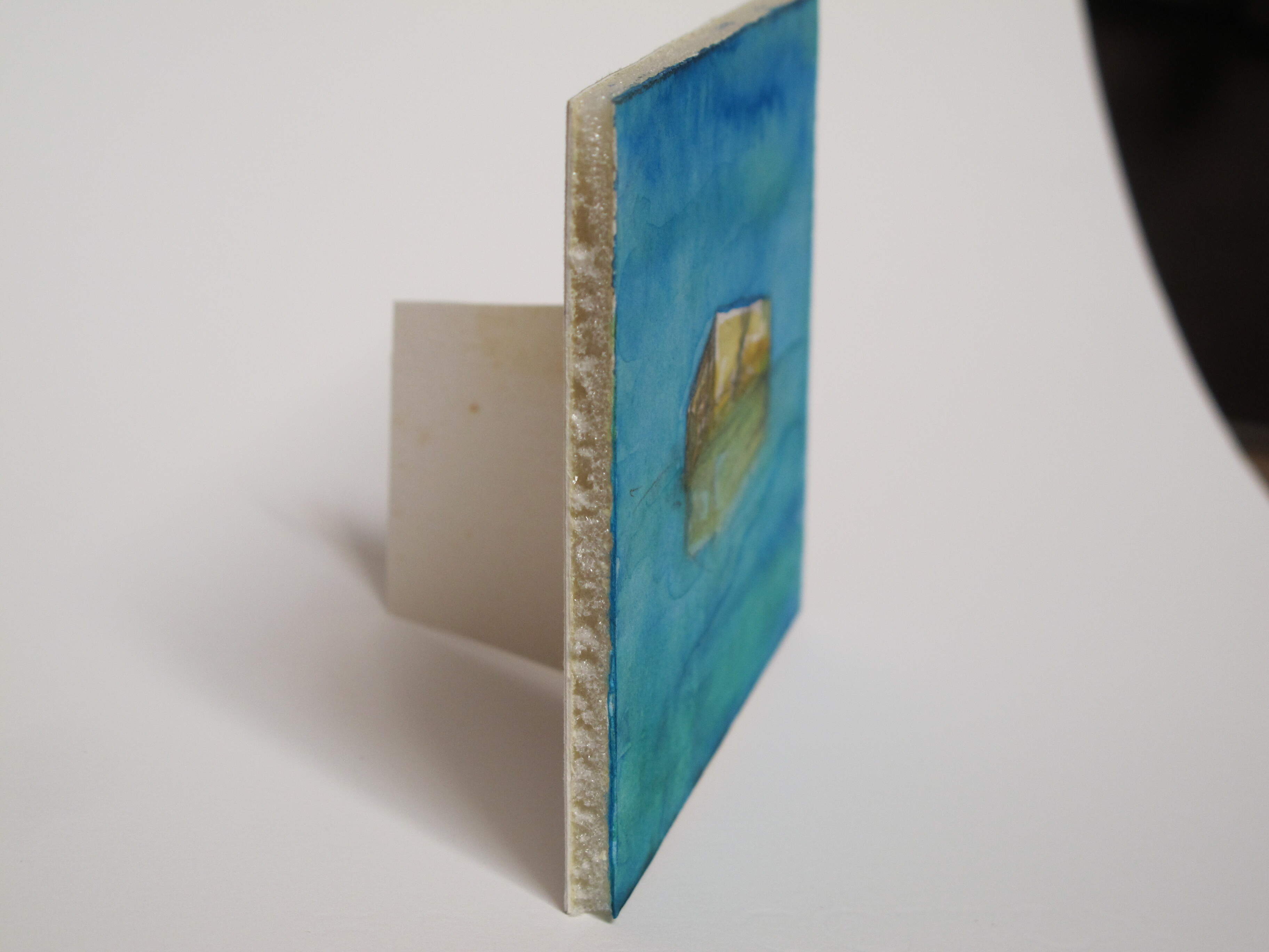CASAMATTA di Tano Giuffrida. Acquerello, cm 9,4 x 7,8, magnete.