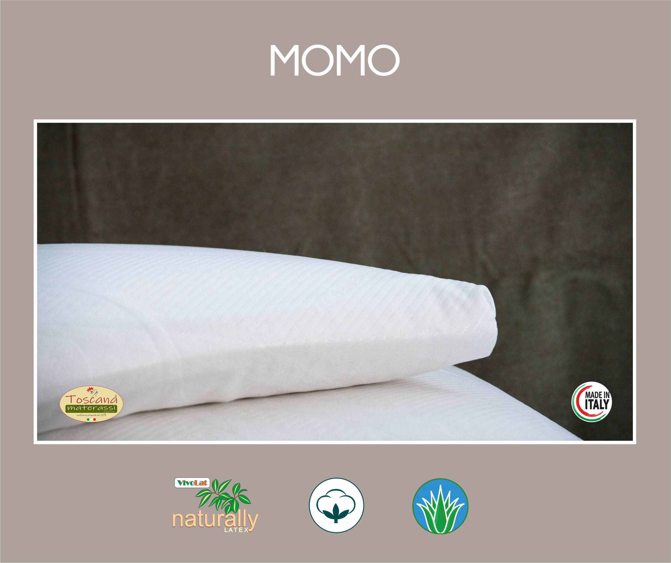 2 - MOMO pillows in pure hypoallergenic latex with pure cotton fabric + removable cover