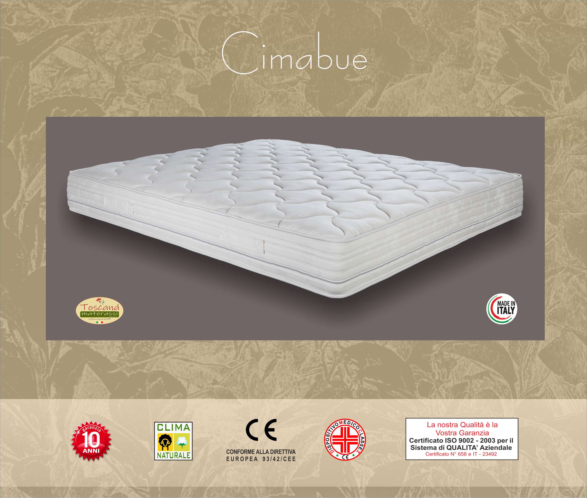 CIMABUE mattress h. 21 - independent springs 1000 - Italian wool and cotton, removable and washable