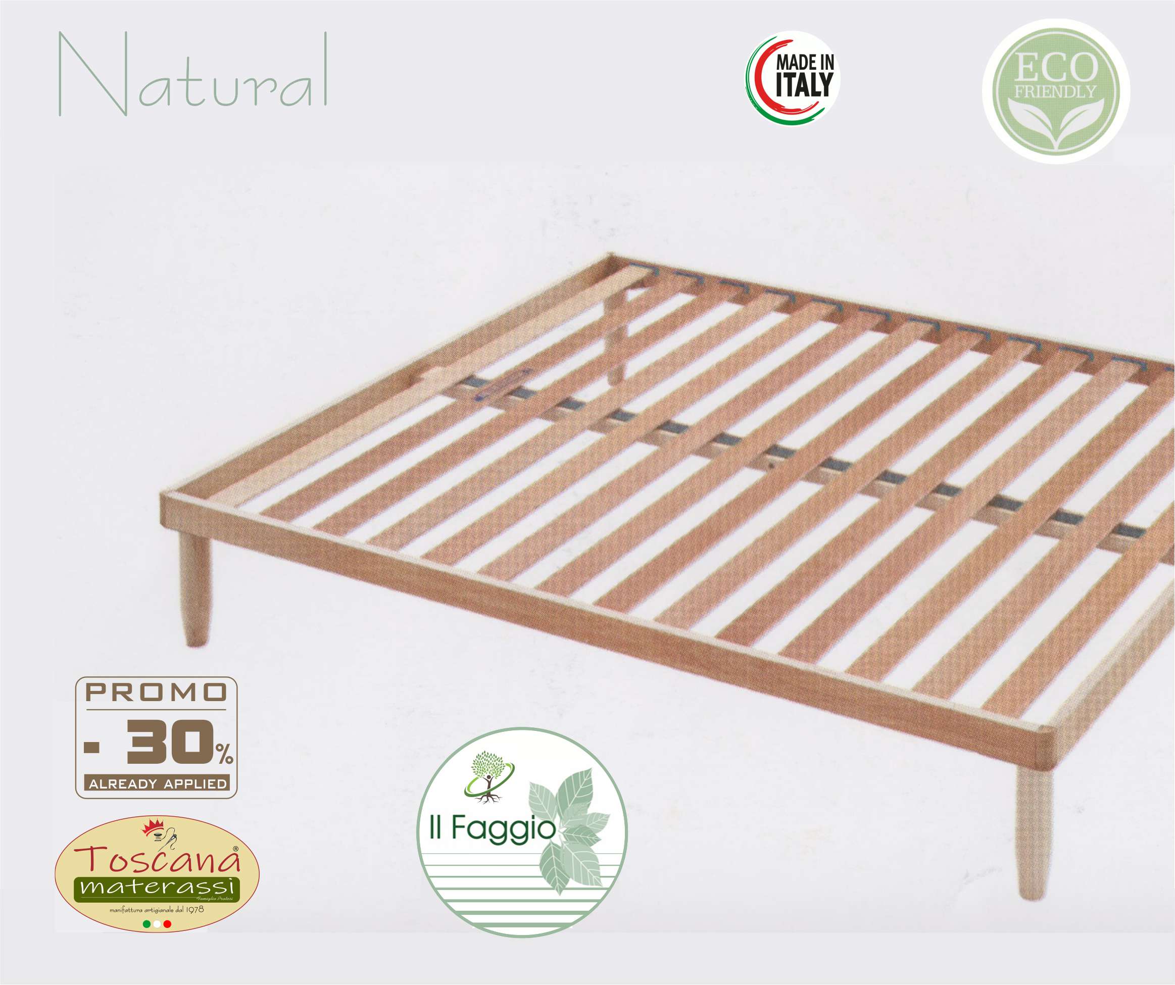 NATURAL bed base in eco friendly natural beech