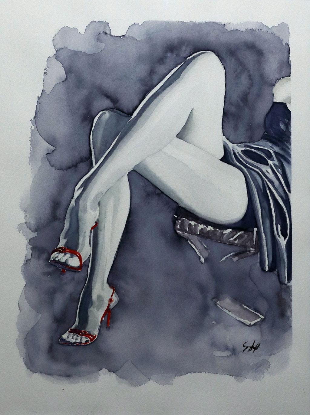 waterpaint of red shoes