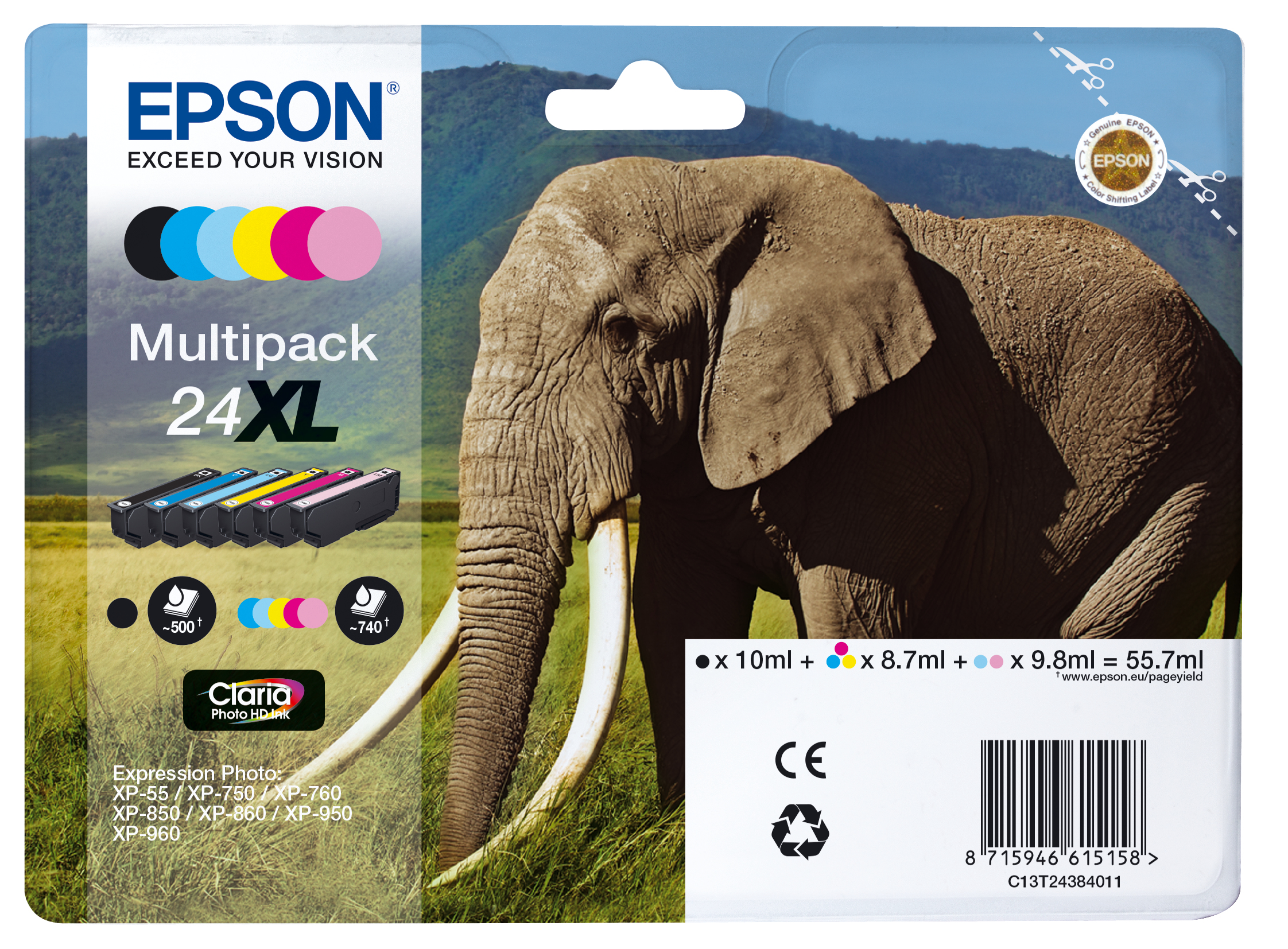 INK EPSON 24XL MULTIPACK CMYKLCLM PER EXPRESSION PHOTO XP750