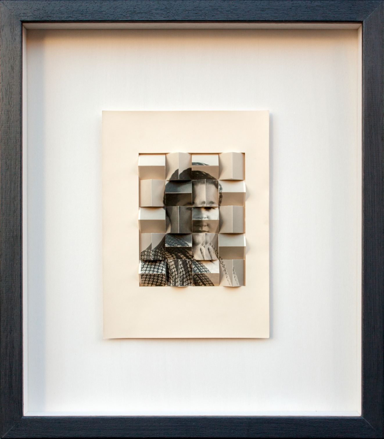 2016, vintage photo on three-dimensional wooden structure, in wooden frame, 40 x 35 cm