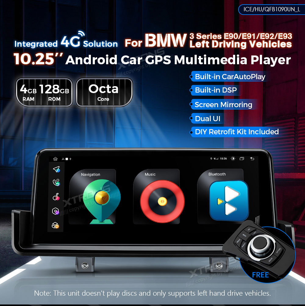 XTRONS QEB8060CC AUTORADIO GPS BMW SERIE 3 E90 SERIE 5 E60 Android