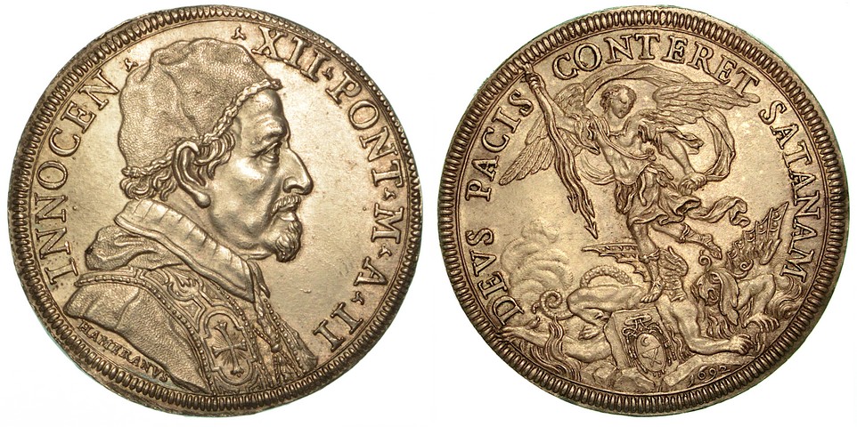 INNOCENZO XII (Antonio Pignatelli) 1691-1700. Piastra 1692 A. II. SPL/FDC  Conservazione eccezionale