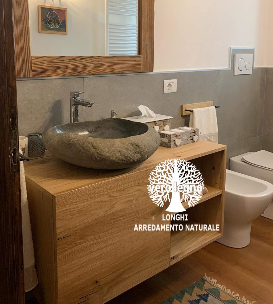 Arredo bagno naturale e shabby : Top bagno in legno massello grezzo