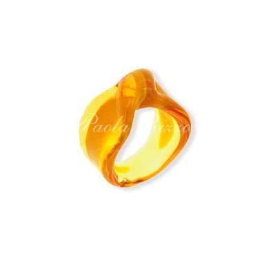 Anello elica ambra chiaro/senape - Light amber/mustard Elica ring