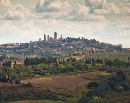 Blick auf San Gimignano vom Villino del Grillo