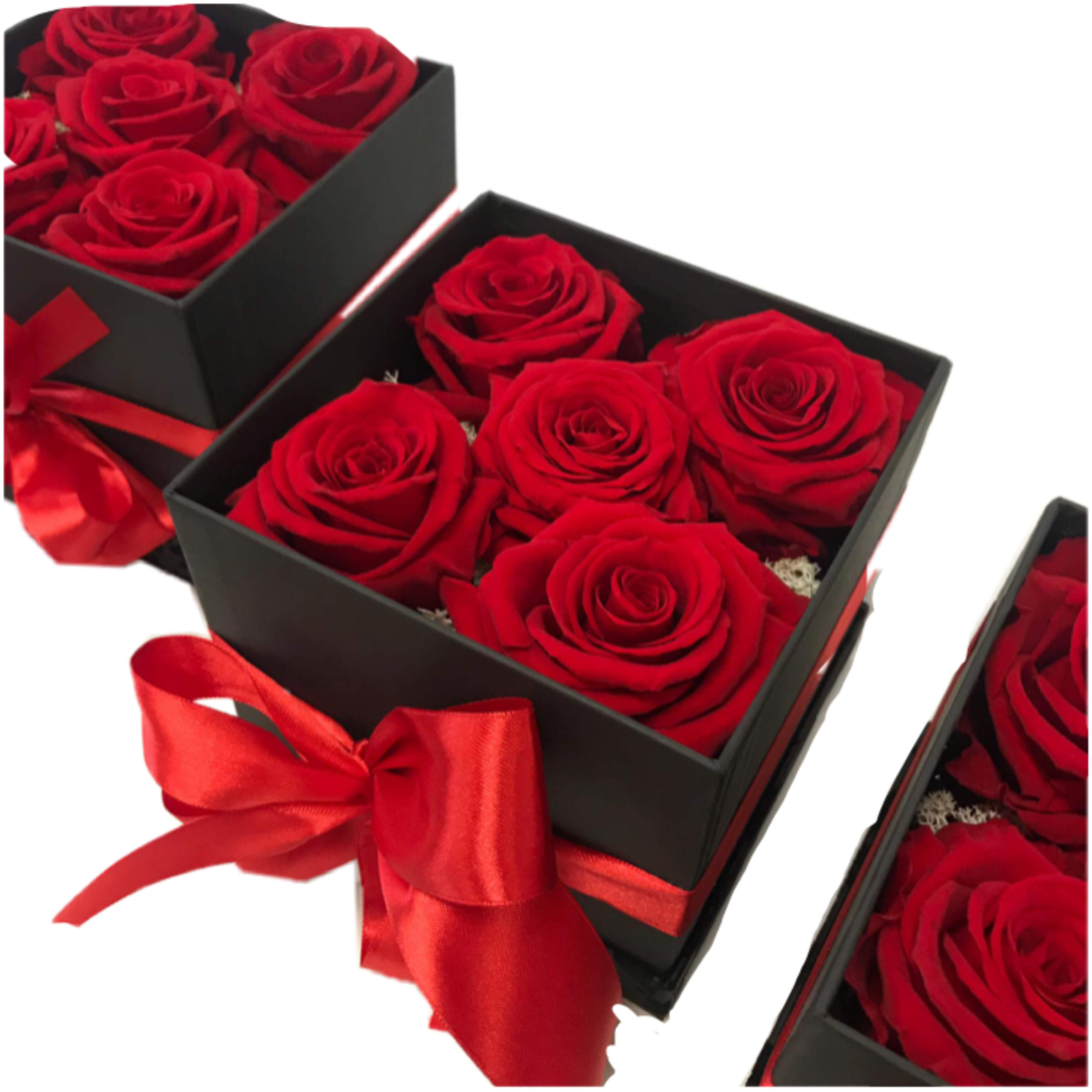 Box con rose stabilizzate