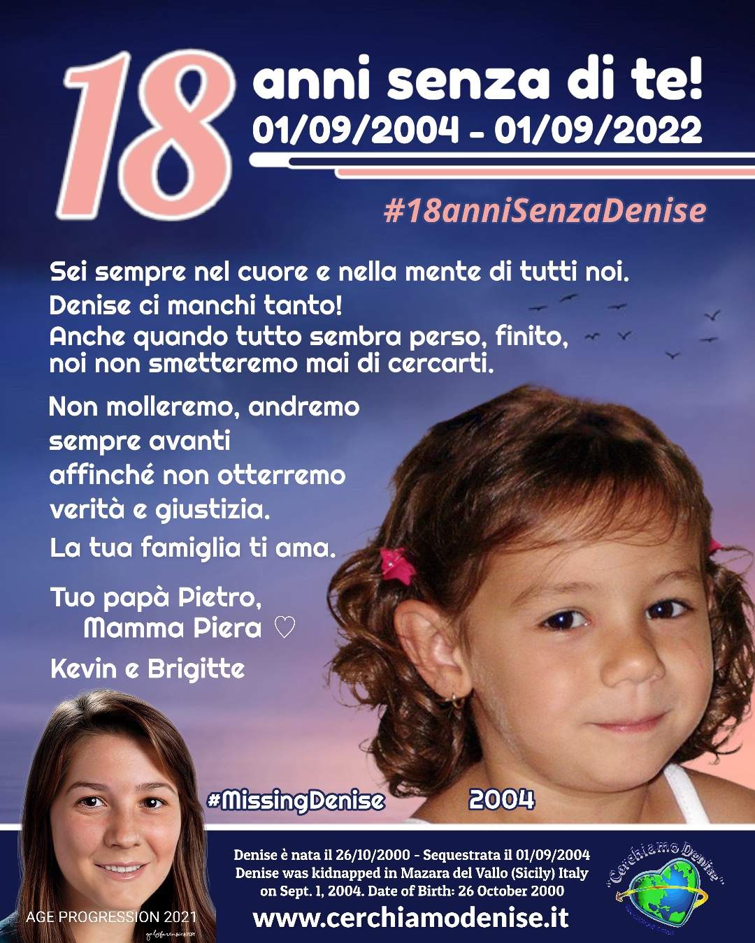 Denise 18 anni senza di te! 1 settembre 2004 - 2022