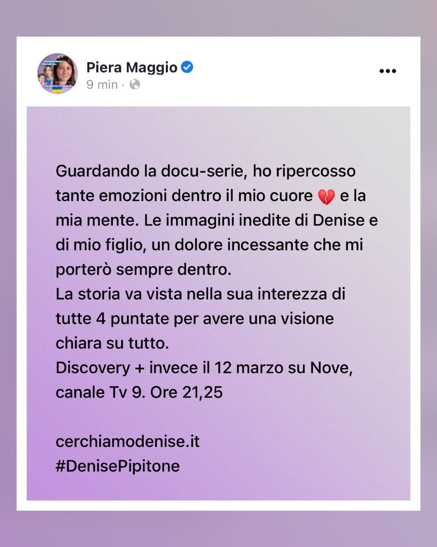 Piera Maggio: Tante emozioni guardando la docu-serie