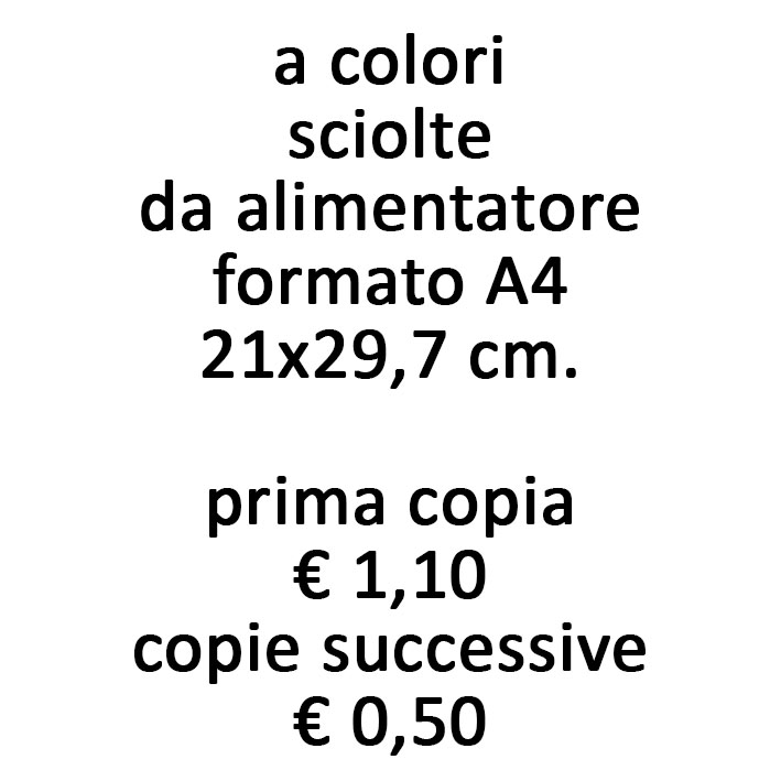 fotocopie a colori sciolte da alimentatore formato A4 160 gr.