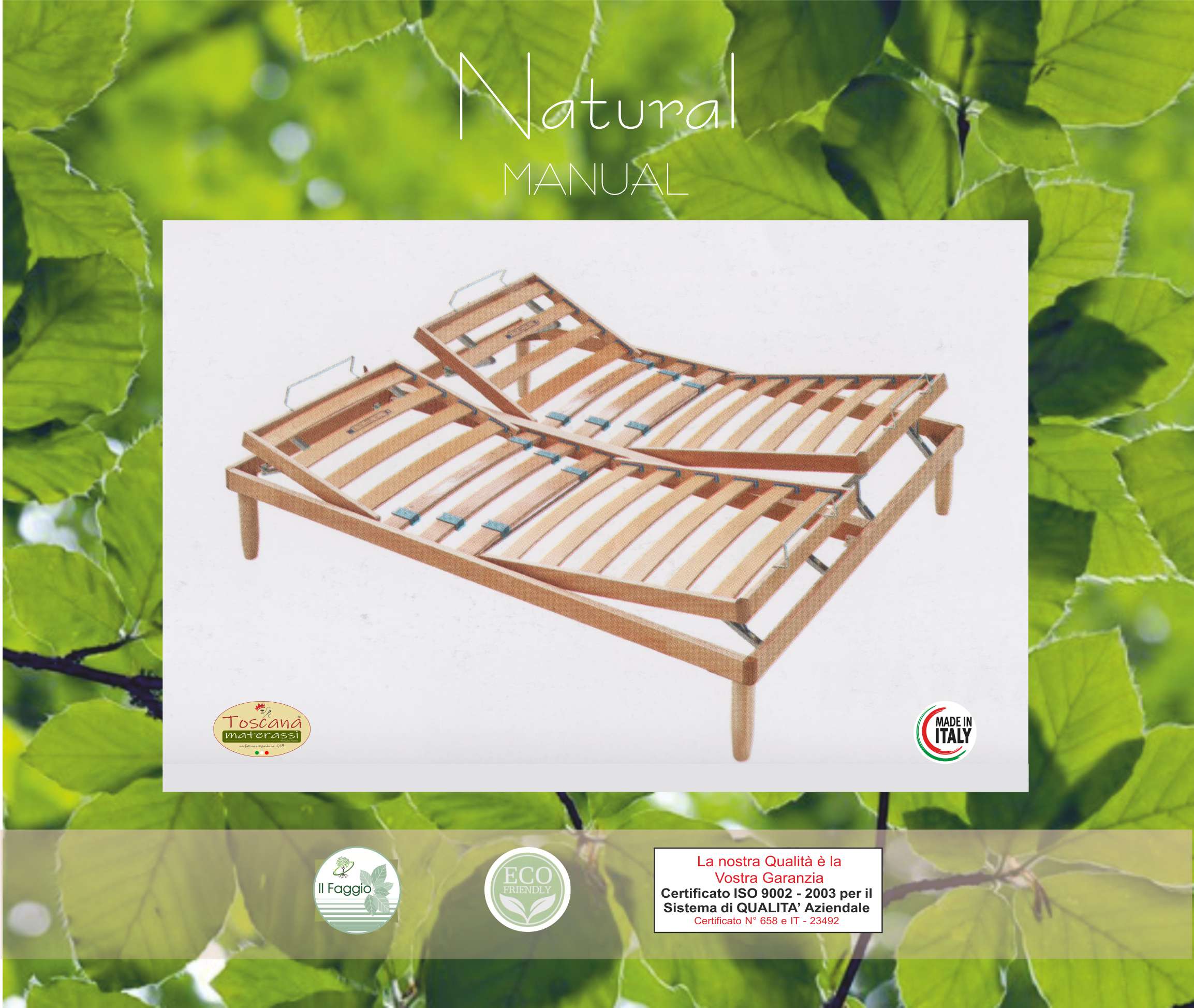 NATURAL MANUAL bed base in eco friendly natural beech