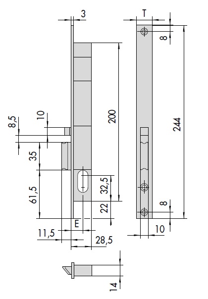 CISA 14021 - Elettroserratura da infilare a cilindro ovale, per montanti, CISA