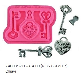 Stampi in silicone -Chiavi (Misura 8,3x6,8x0,7 cm)