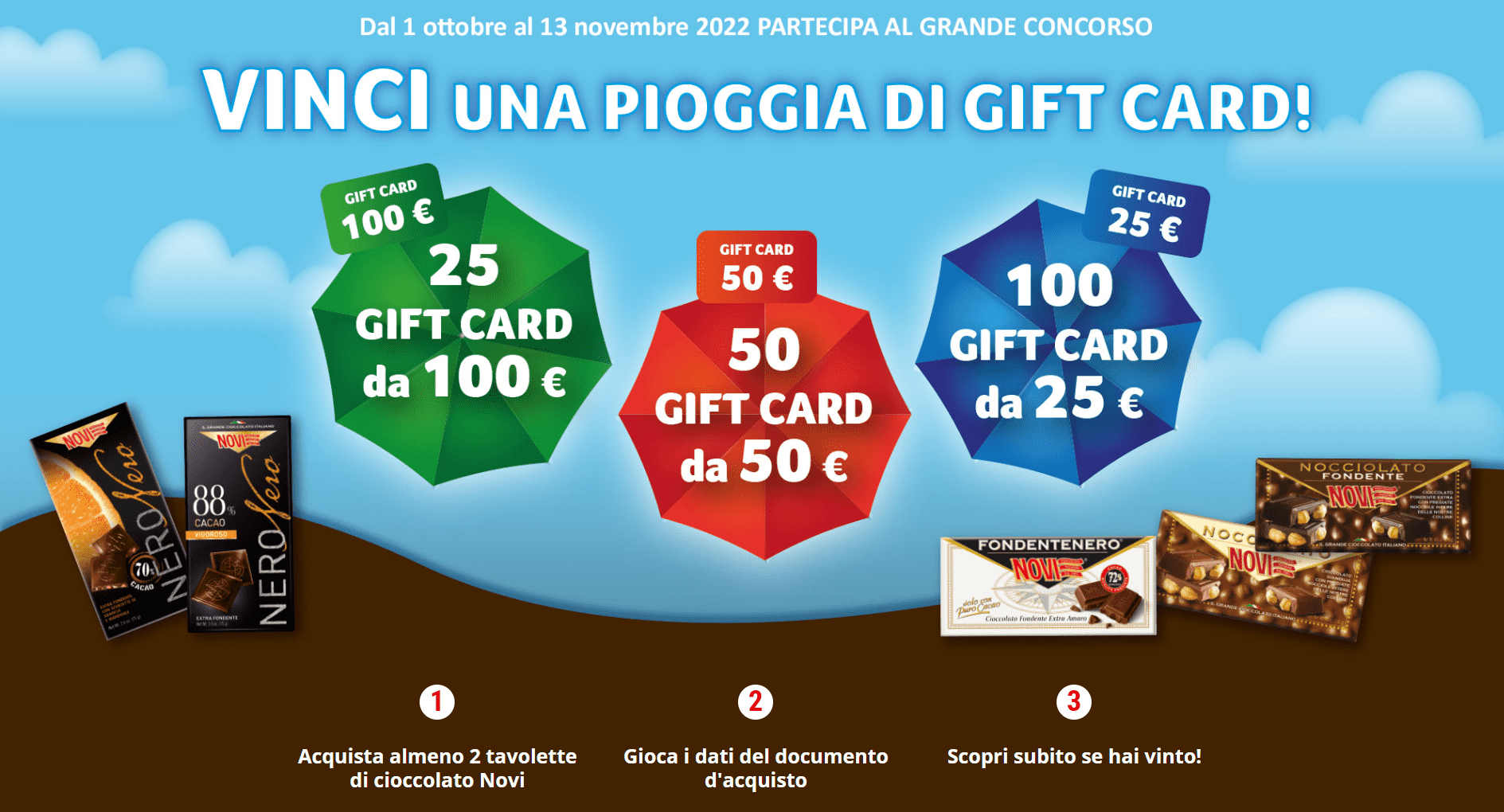 Concorso Novi: vinci una pioggia di gift card da 25€, 50€ e 100€