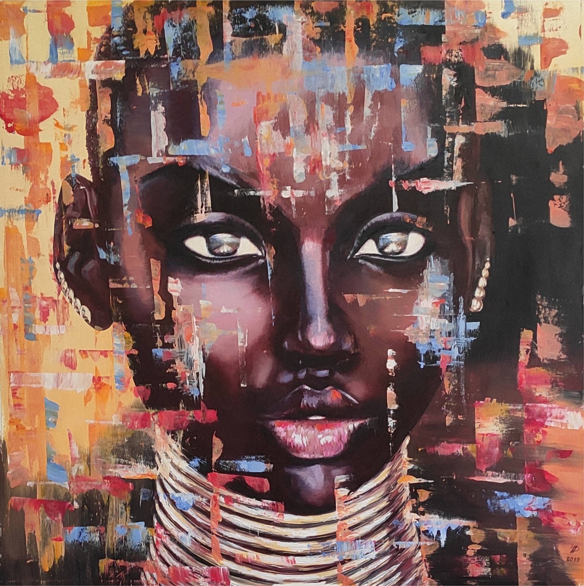 "Lady Africa" - Olio su tela - 105x105 cm. - 2019 - quotazione € 6000,00