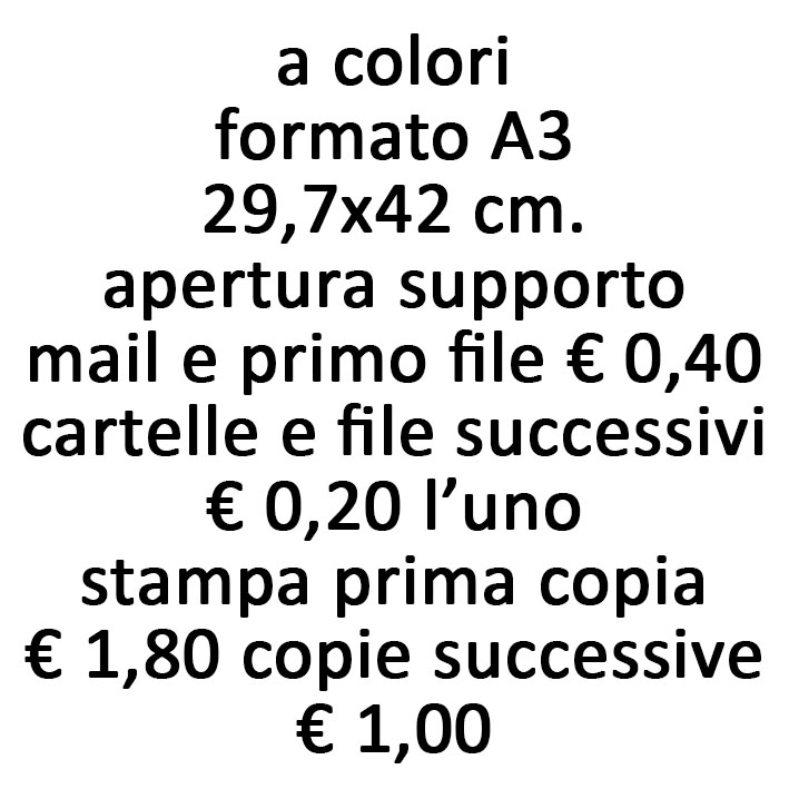 stampe da file a colori formato A4 carta 160 gr.