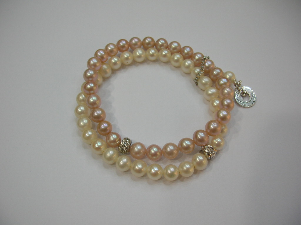 Bracciale  perle coltivate naturali a due fili