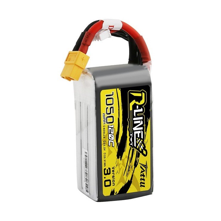 Tattu R-Line 1050mAh 120C 22.2V 6S1P Lipo Battery Pack with XT60 Plug