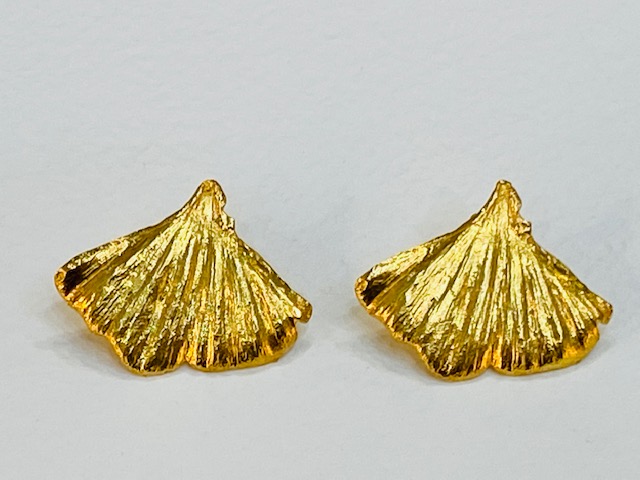 Collezione "Ginkgo Biloba" orecchini in argento dorato