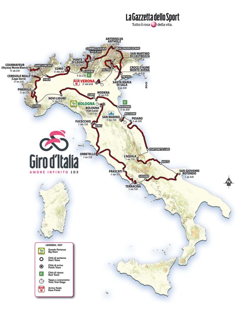 GIRO D’ITALIA 2019 – IL SUD CANCELLATO