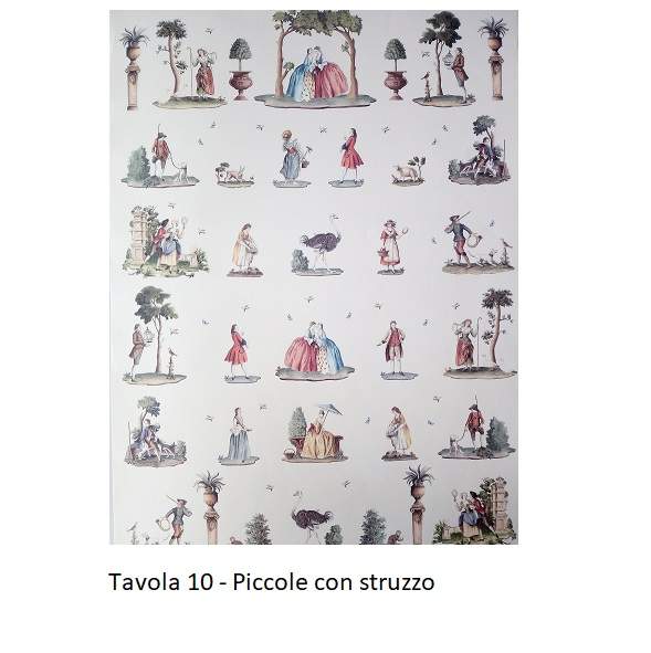 Carte da Decoupage "Lacche del 700" - Tavola 10 - Piccole con struzzo