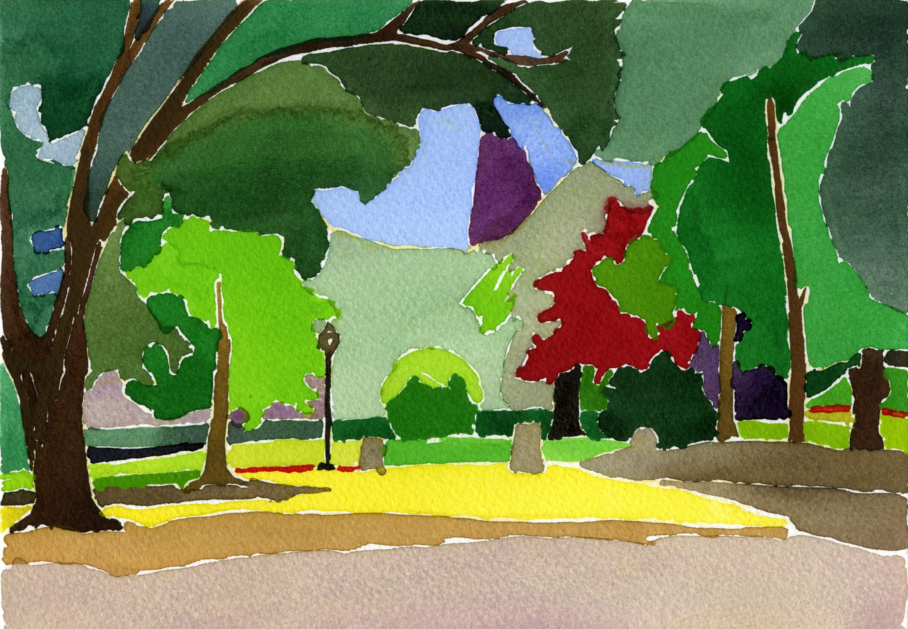 "Villa Borghese" - 2017 - watercoulour on paper 18x25 cm - Unframed -  Private collection