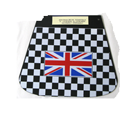 Paraspruzzi " VESPA " a scacchi bianco/nero bandiera inglese per VESPA APE e LAMBRETTA tutte