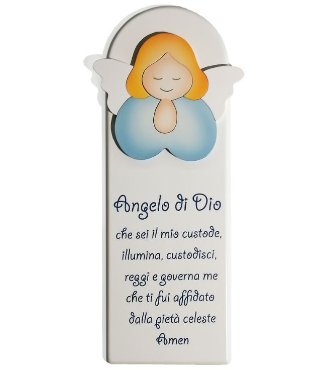ANGELO DI DIO - Angelo che prega celeste - pala piccola bianca (10X29x1,2) cod.07092