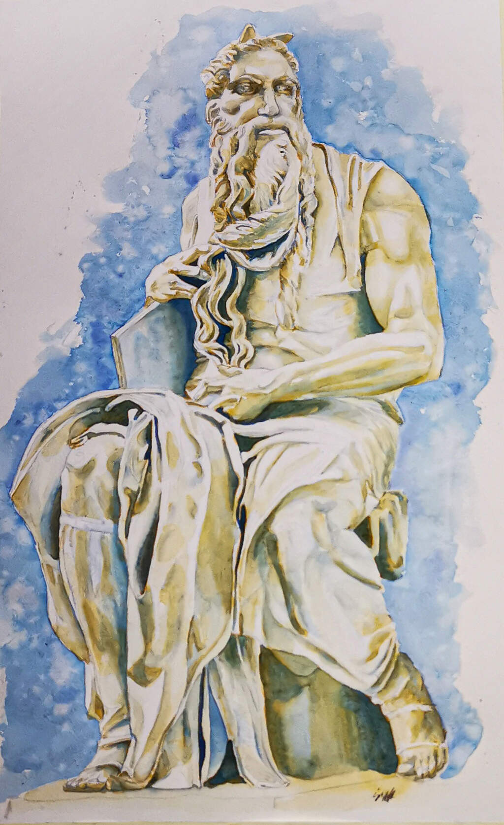 waterpaint of the famous sculpture by Michelangelo