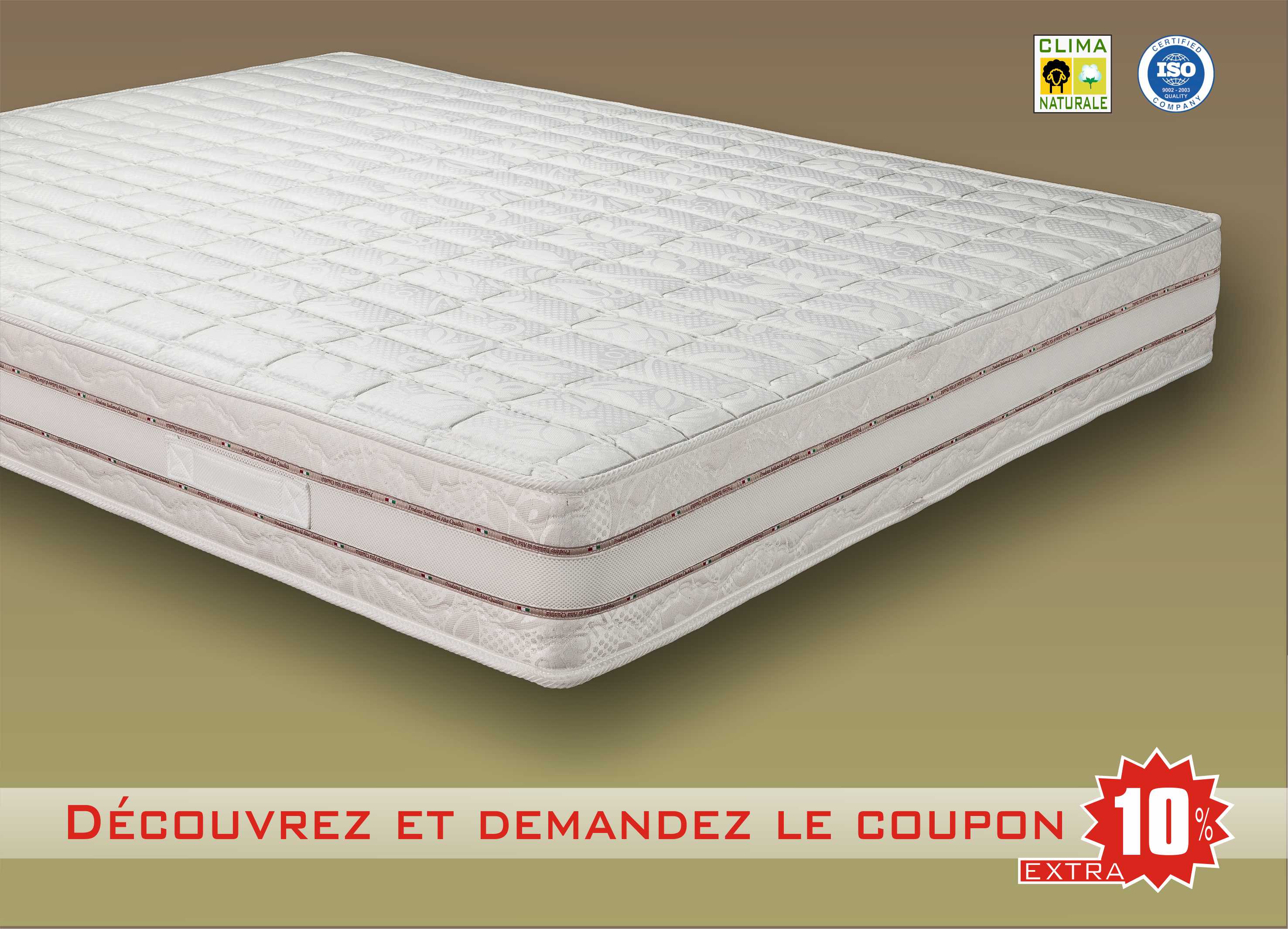 matelas à ressorts rigides carducci avec laine et coton