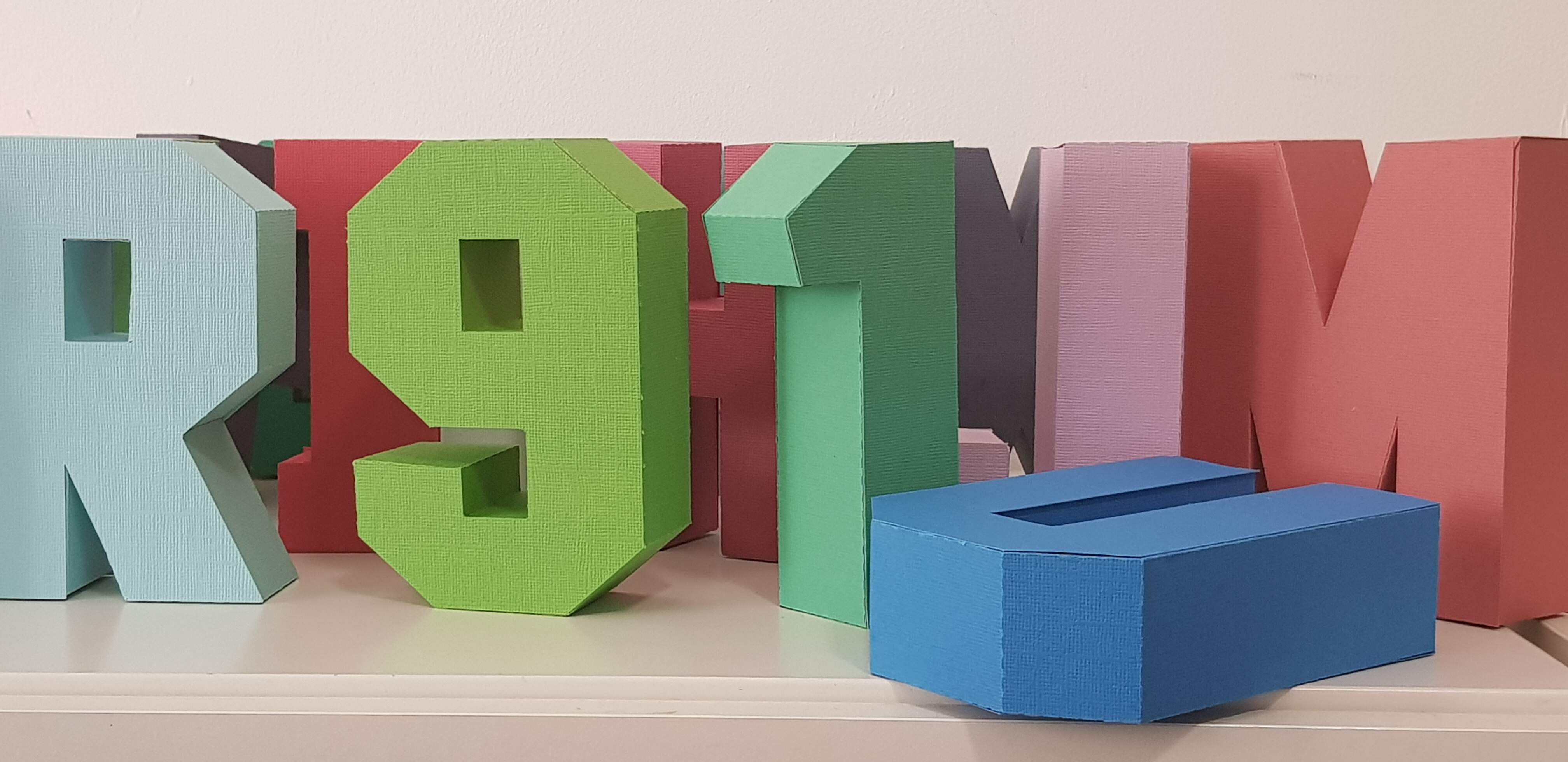 lettere e numeri in 3D carta florence